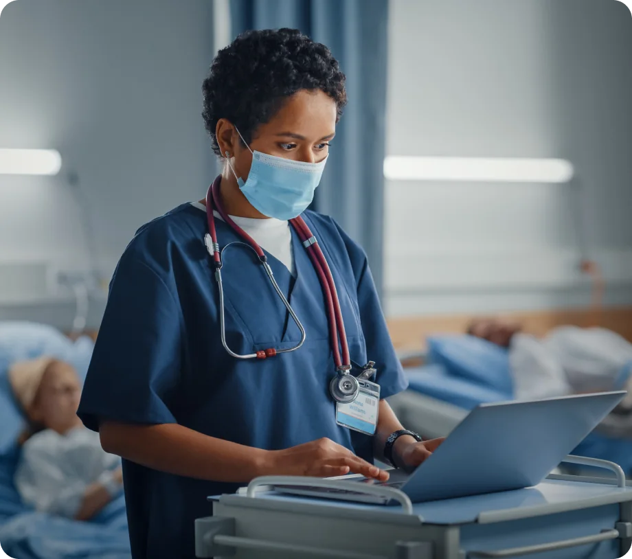 Intensivist delivering tele-ICU care through Omnicure